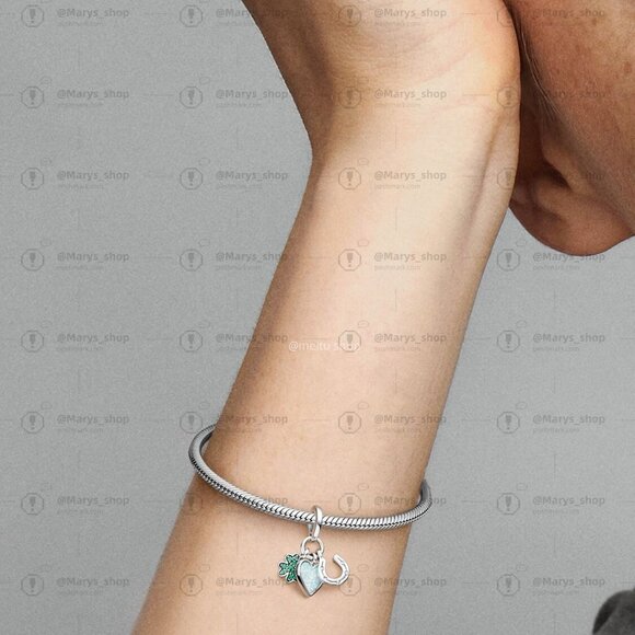 Pandora Four Leaf Clover, Heart and Horseshoe Triple Dangle Charm - Picture 4 of 5